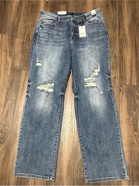 New Judy Blue High Waist Dad Jean 18W NWT Distressed Straight 8264
